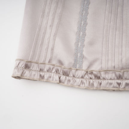 Tiana Silver Lace Striped Ruched Pleated Skirt
