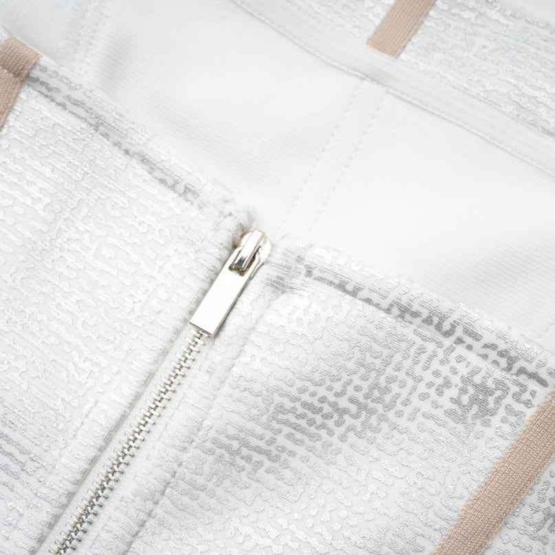 Tiana Silver Off-The-Shoulder Mini Dress with Bandage Detailing