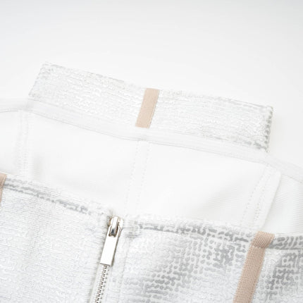 Tiana Silver Sleeveless Off-Shoulder Mini Dress with Bandage Detailing