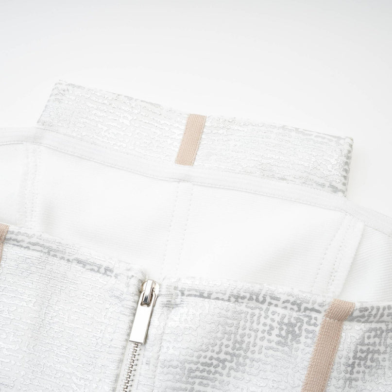 Tiana Silver Sleeveless Off-Shoulder Mini Dress with Bandage Detailing