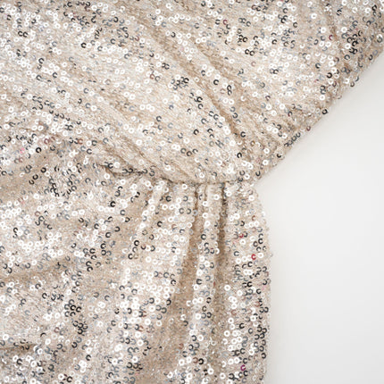 Tiana Silver Sequin Off-shoulder Midi Dress