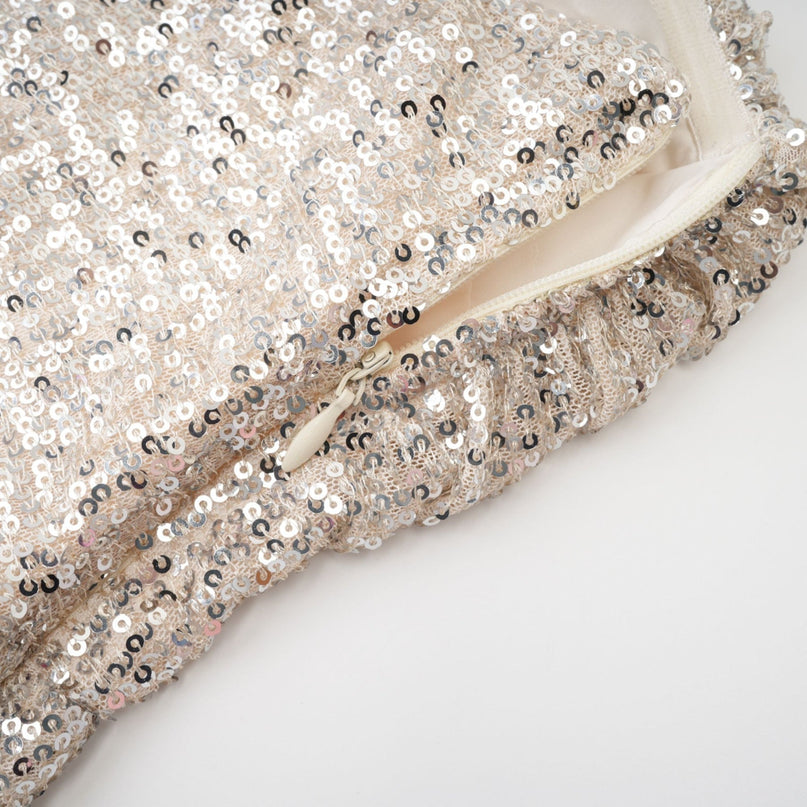 Tiana Silver Sequin Off-shoulder Midi Dress