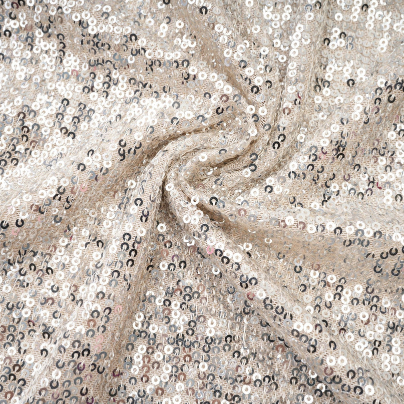 Tiana Silver Sequin Off-shoulder Midi Dress