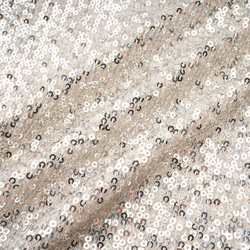 Tiana Silver Sequin Off-shoulder Midi Dress