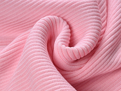 Tie - Neck Ribbed Blouse for Flattering Spring - Pink