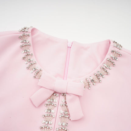 Tiffany Pink Crystal Bow Midi Dress in American English