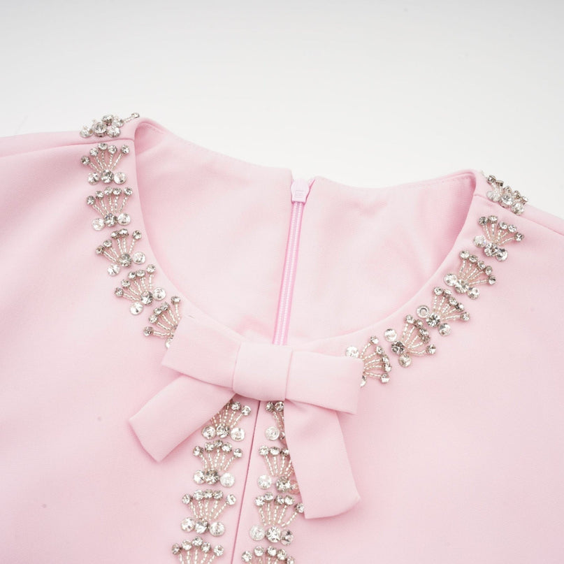 Tiffany Pink Crystal Bow Midi Dress in American English