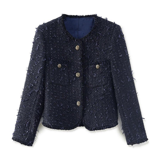 Timeless Elegance Tweed Jacket – Chic & Unique - Blue