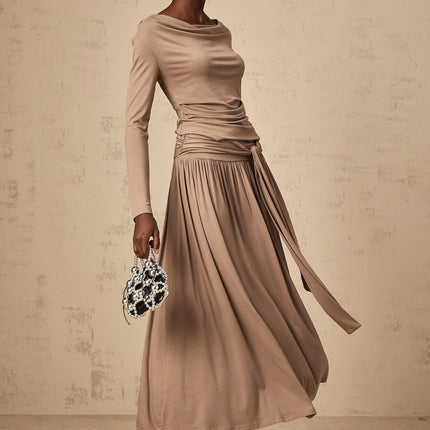 Tinsley Oatmeal Pleated Skirt Top Set