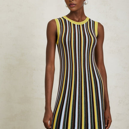 Tinsley Yellow Stripe Pleated Midi Dress