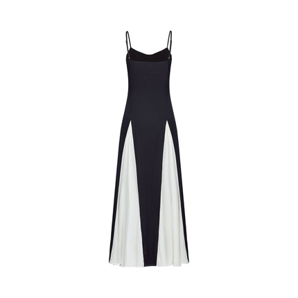 Tiziana Black and White Pleated Maxi Dress in 100% Terylene Fiber