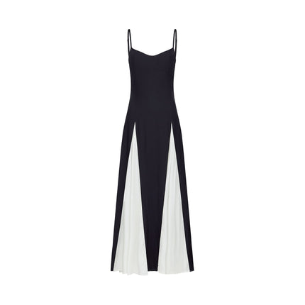 Tiziana Black White Pleated Maxi Dress