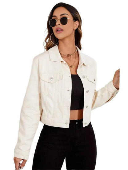 Tiziana Cropped Denim Jacket Chic Design for Versatile Styling in Beige - Beige