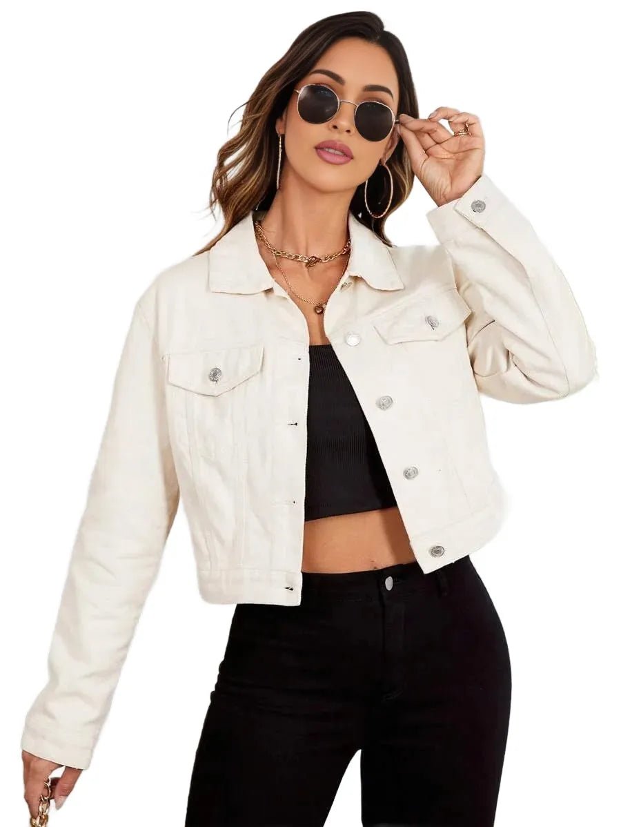 Tiziana Cropped Denim Jacket Chic Design for Versatile Styling in Beige - Beige