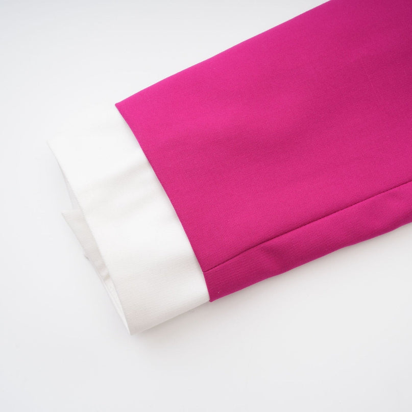 Tiziana Pink and White Jacket Skirt Pleated Set 100% Polyester