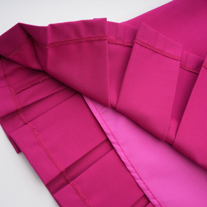 Tiziana Pink White Jacket Skirt Pleated Set Polyester