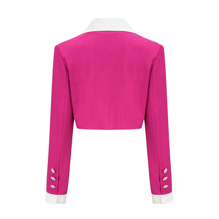 Tiziana Pink White Jacket Skirt Pleated Set