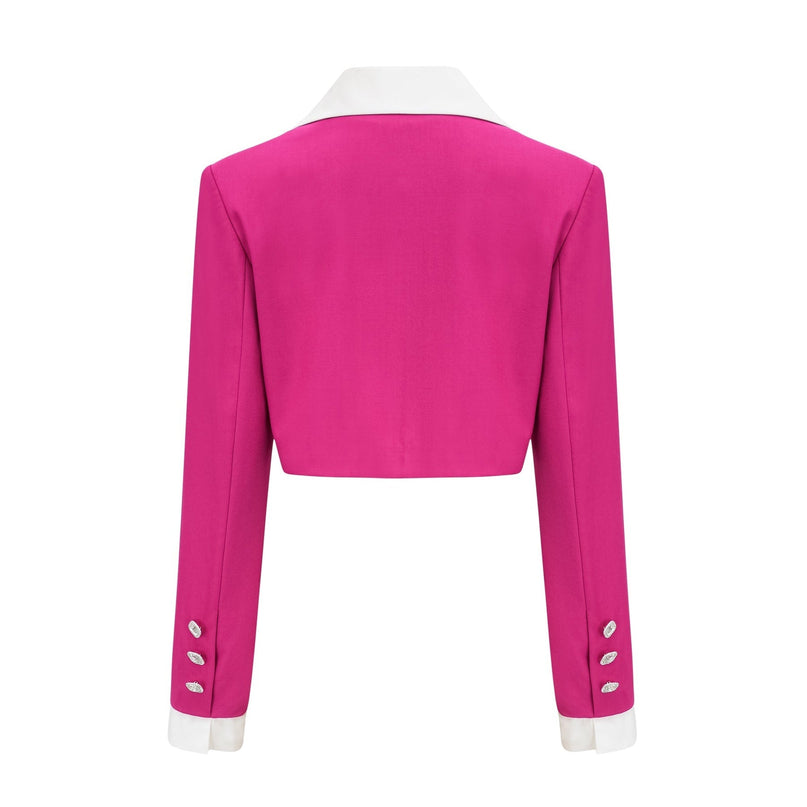 Tiziana Pink White Jacket Skirt Pleated Set