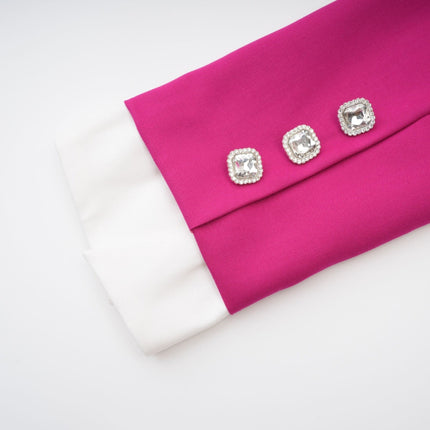 Tiziana Pink and White Jacket Skirt Pleated Set
