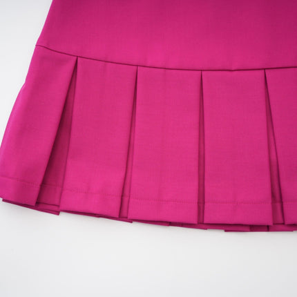 Tiziana Pink and White Jacket Skirt Pleated Set 100 Polyester