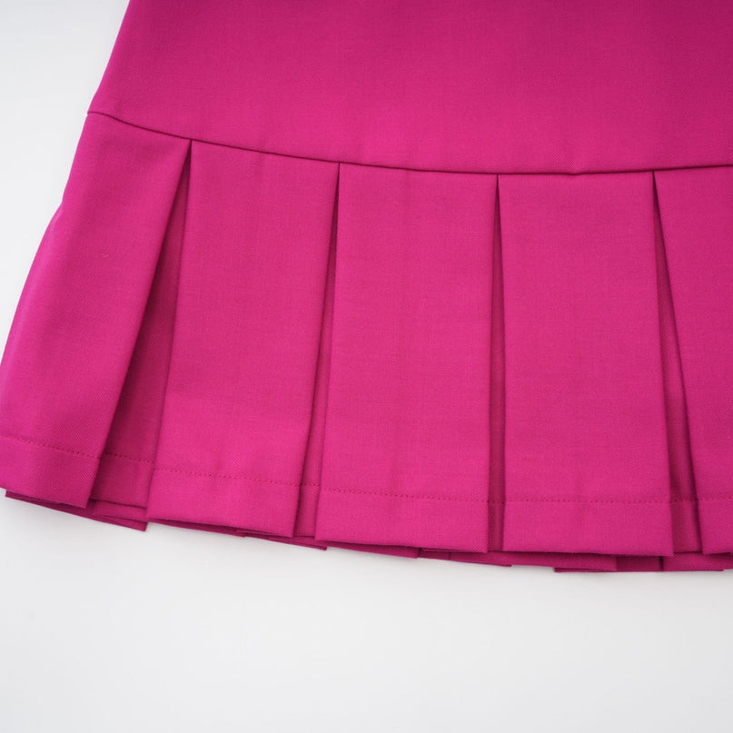 Tiziana Pink and White Jacket Skirt Pleated Set 100 Polyester