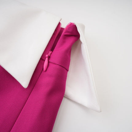 Tiziana Pink and White Jacket Skirt Pleated Set