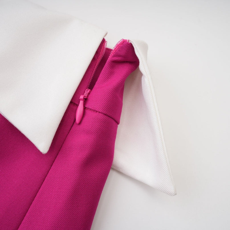 Tiziana Pink and White Jacket Skirt Pleated Set