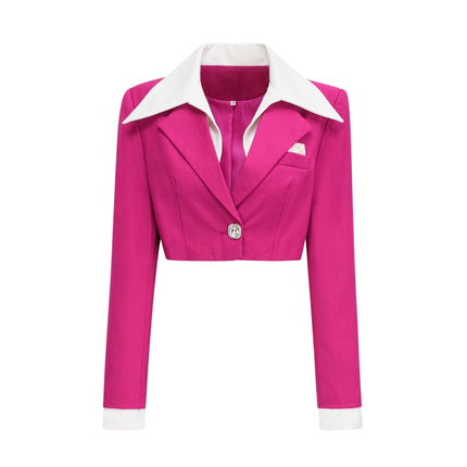 Tiziana Pink and White Pleated Jacket Skirt Set