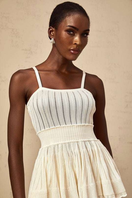 Tiziana White Knit Top Culottes Set Viscose Blend