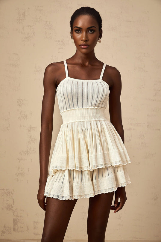 Tiziana White Knit Top Culottes Set Viscose Blend Elegance Sophistication
