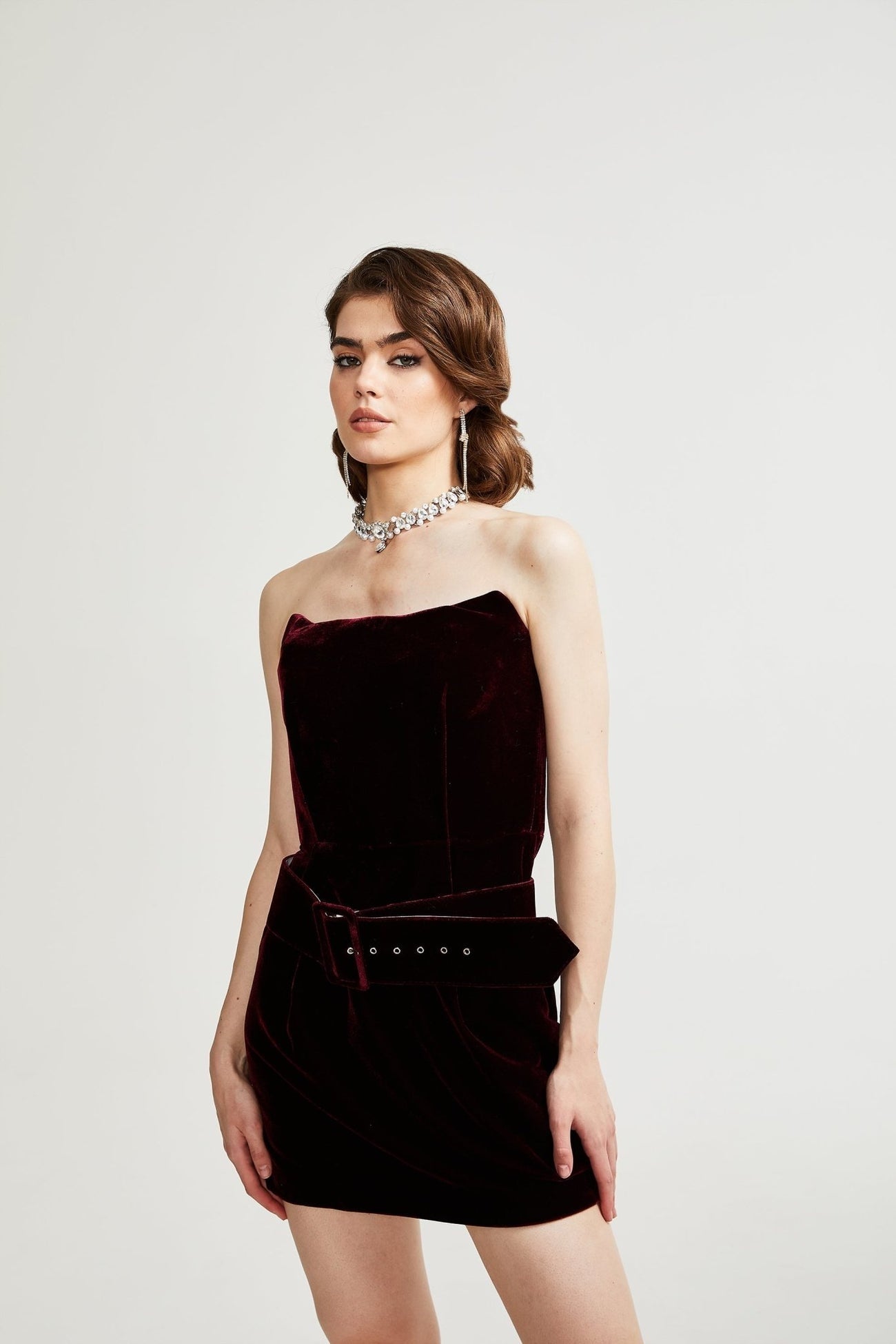 Tovelina velvet belted dress