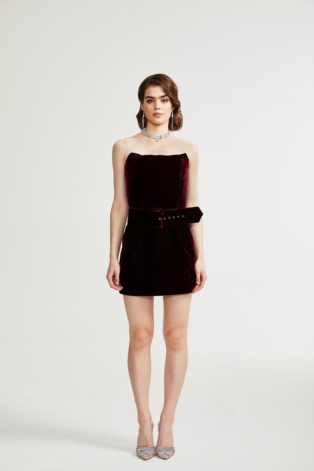 Tovelina velvet belted dress