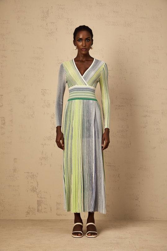 Tullia Green Stripe Sequin Maxi Dress