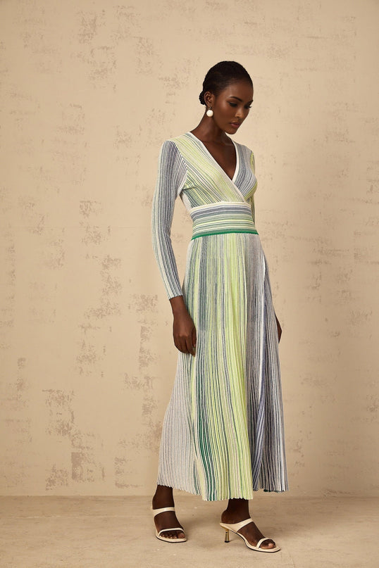Tullia Green Stripe Sequin Maxi Dress