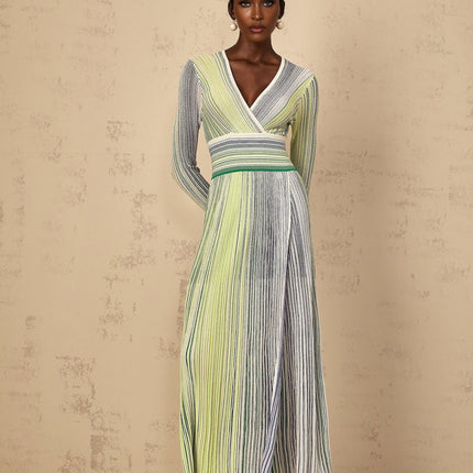Tullia Green Stripe Sequin Maxi Dress