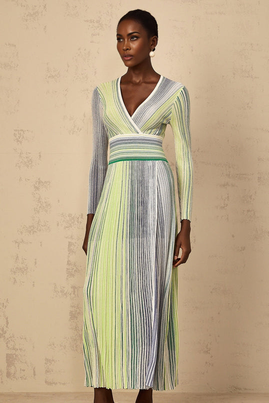 Tullia Green Striped Sequin Maxi Dress