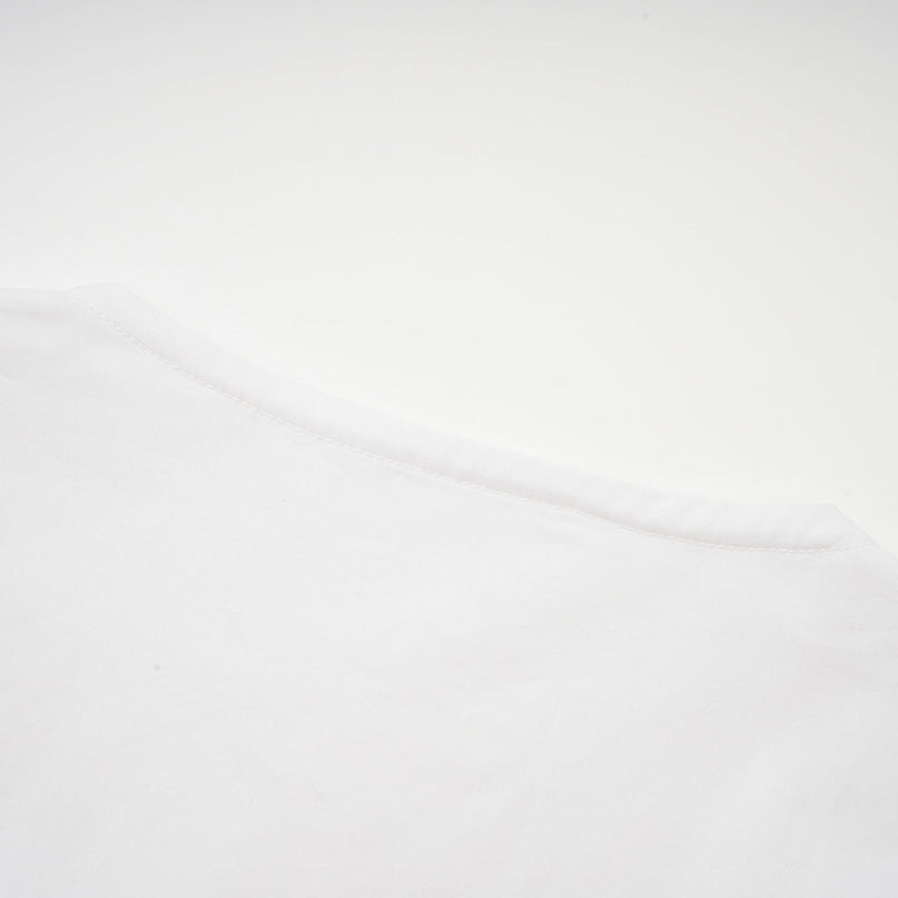 Tullia White Pleated Self-Tie Shirt in Cotton Polyester Blend with U-Neck and Button Fastening