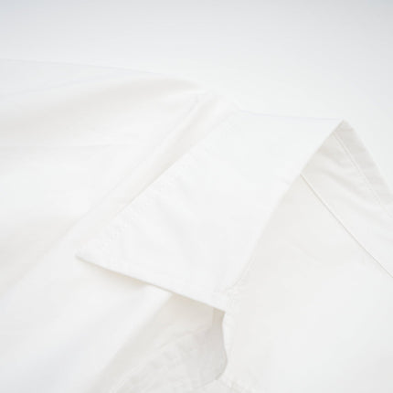 Tullia White Wrap Shirt Long Sleeve Spread Collar Ruched Detailing Cropped Length