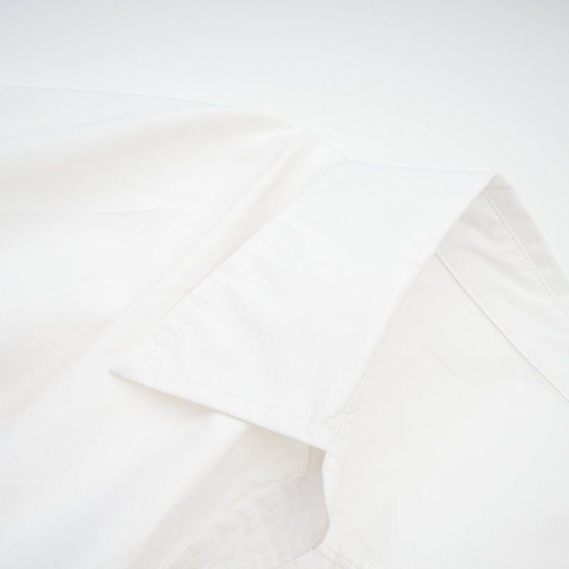 Tullia White Wrap Shirt Long Sleeve Spread Collar Ruched Detailing Cropped Length