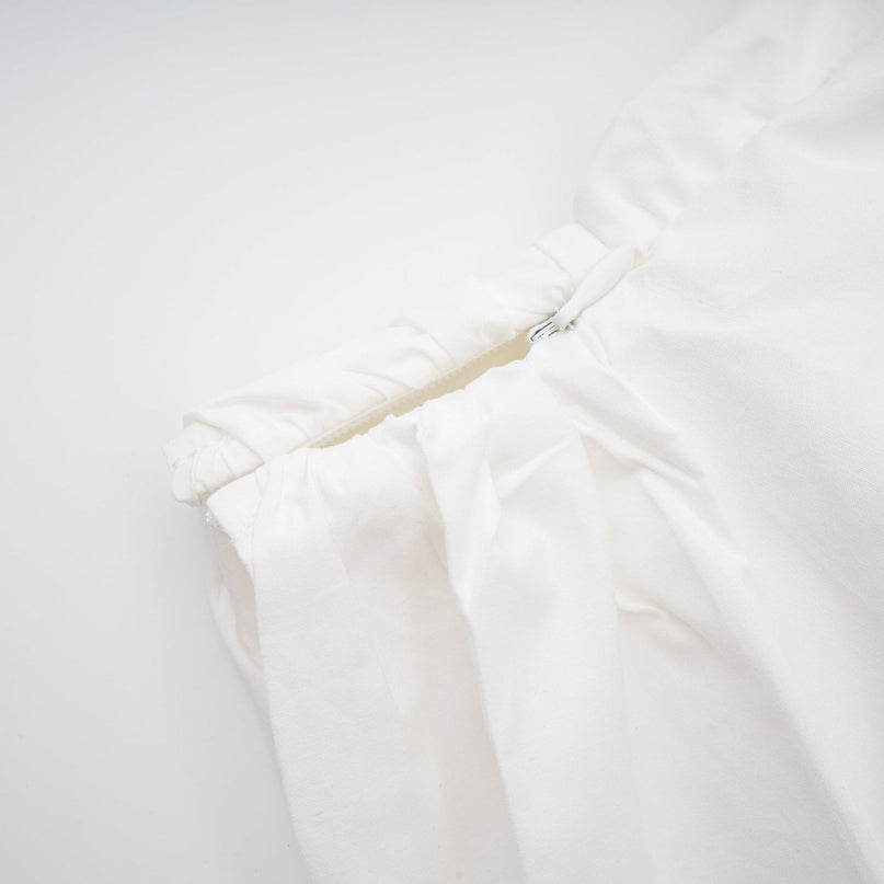 Tullia White Wrap Shirt Long Sleeve Spread Collar Ruched Detailing Cropped Length