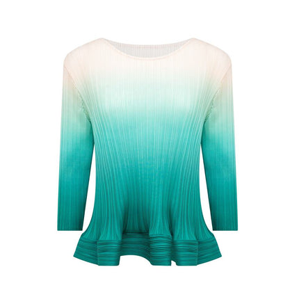 Jane wearing Turquoise Pleated Skirt and Top Set with Ruffle Detailing