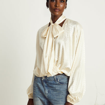 Ulrike crocodileeffect wraparound blouse