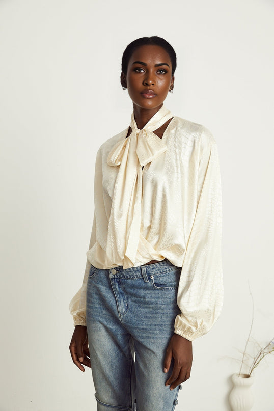 Ulrike crocodileeffect wraparound blouse