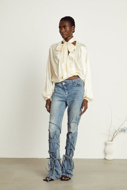 Ulrike crocodileeffect wraparound blouse