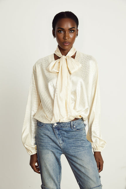 Ulrike crocodileeffect wraparound blouse
