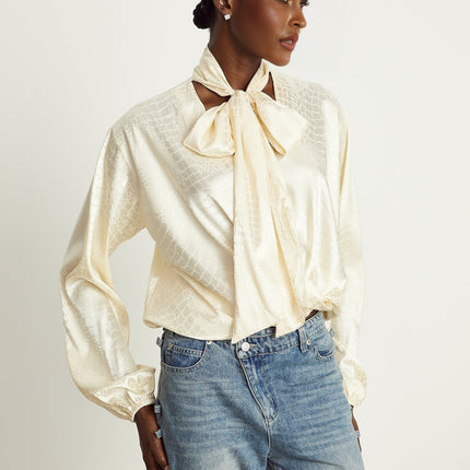 Ulrike crocodileeffect wraparound blouse