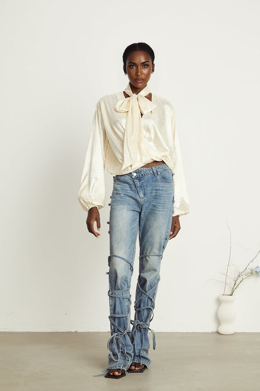 Ulrike crocodileeffect wraparound blouse