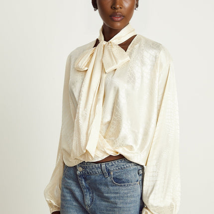 Ulrike crocodileeffect wraparound blouse
