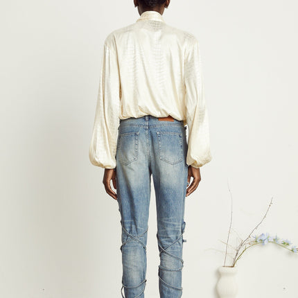 Ulrike crocodileeffect wraparound blouse