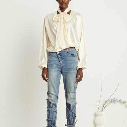 Ulrike crocodileeffect wraparound blouse